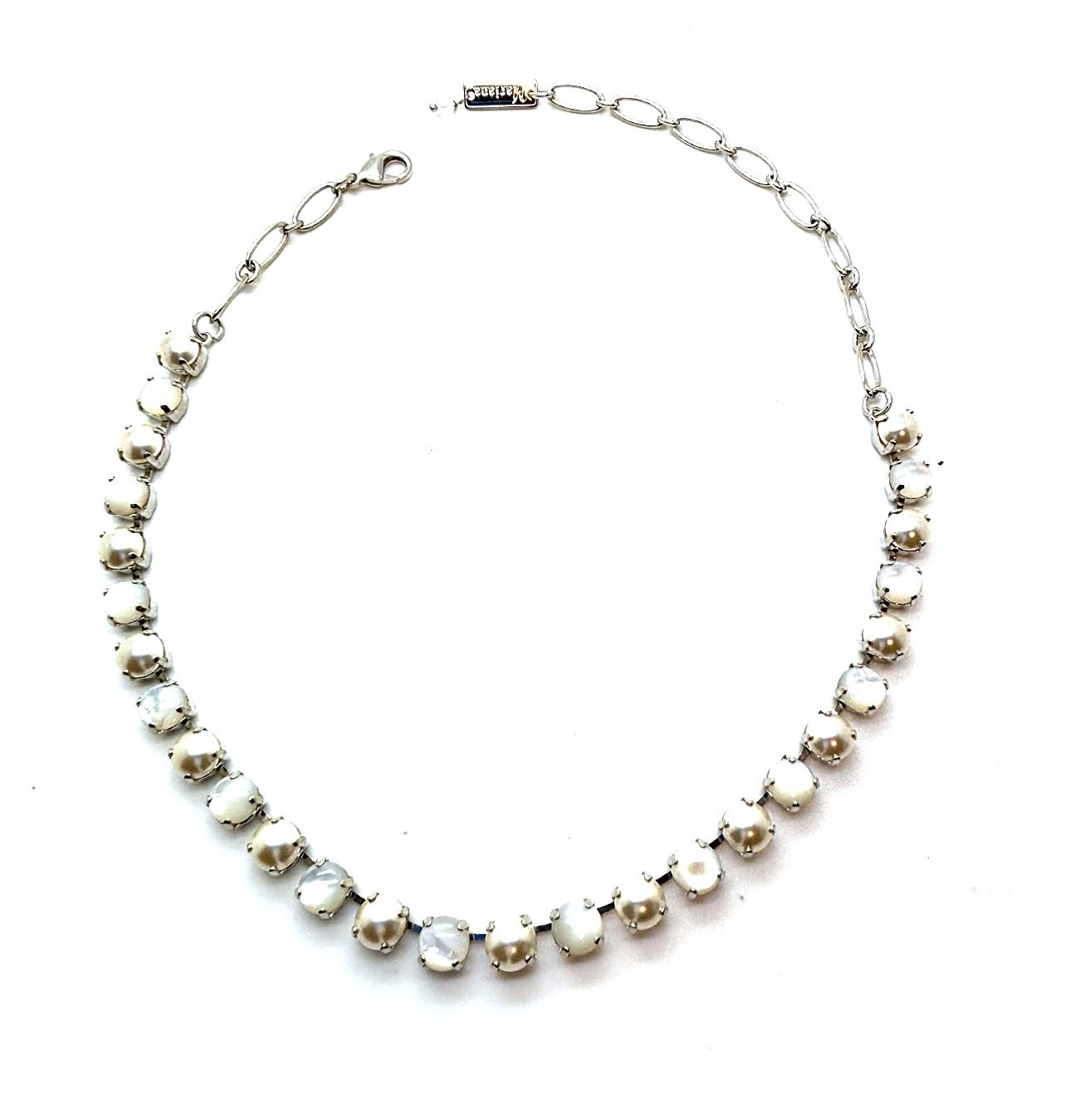 N-3252-139M87-RO (1) Necklace by Mariana Woman Timeless White Shell Mineral and Pearl Swarovski Crystals - Image 1