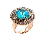 Ring by Mariana Woman Gorgeous Blue Zircon and Clear Swarovski Crystals