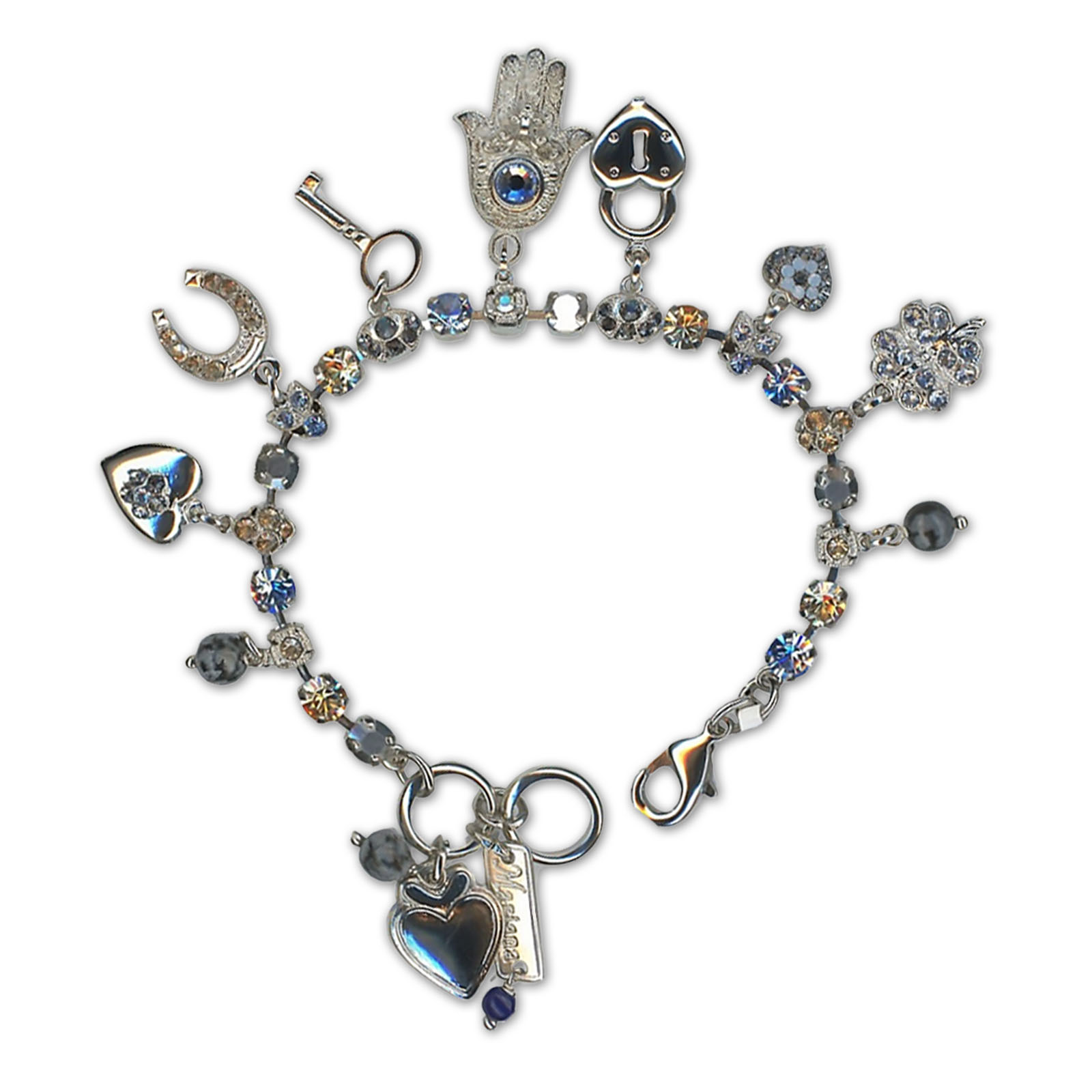 B-4036-1-5006-RO (2) Bracelet by Mariana Woman Sophisticated Sapphire and Golden Swarovski Crystals - Image 1