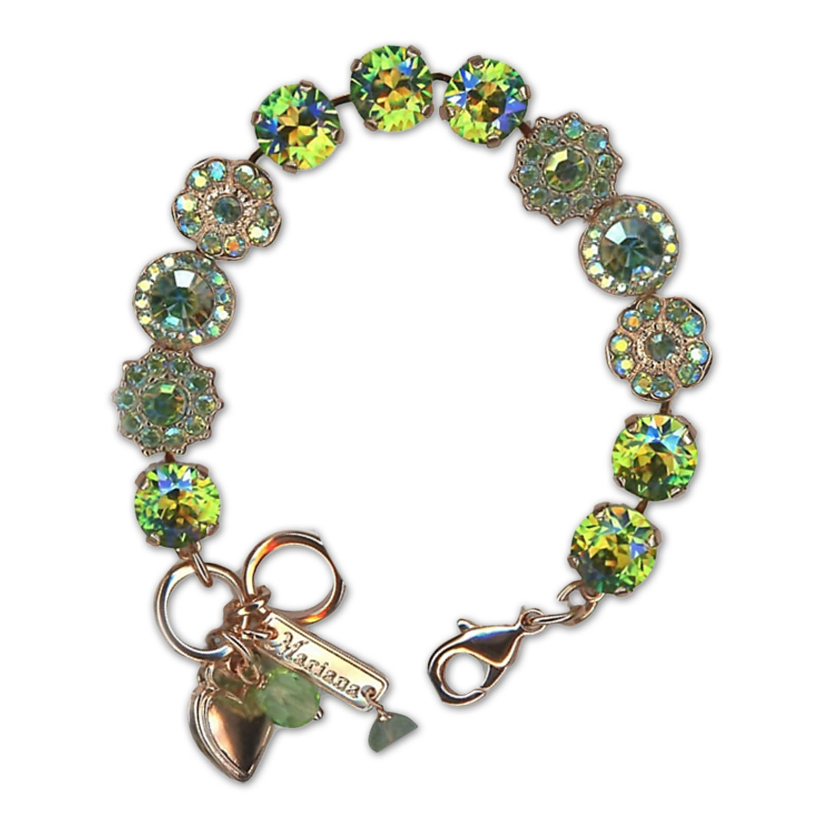 B-4045-1-214AB-RG (1) Bracelet by Mariana Woman Shimmering Peridot AB Swarovski Crystals - Image 1