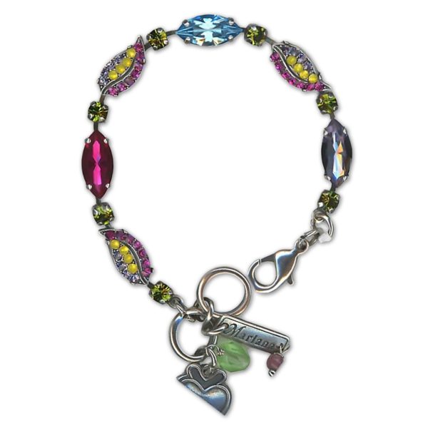 Bracelet by Mariana Woman Marquise Cut Fuchsia and Aquamarine Swarovski Crystals