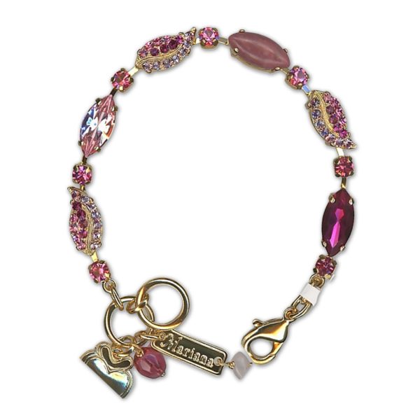Bracelet by Mariana Woman Lovely Pink Opal Mineral and Rose Swarovski Crystals