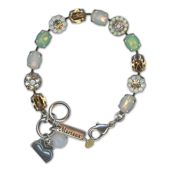 Bracelet by Mariana Woman Floral Golden and Opal Swarovski Crystals