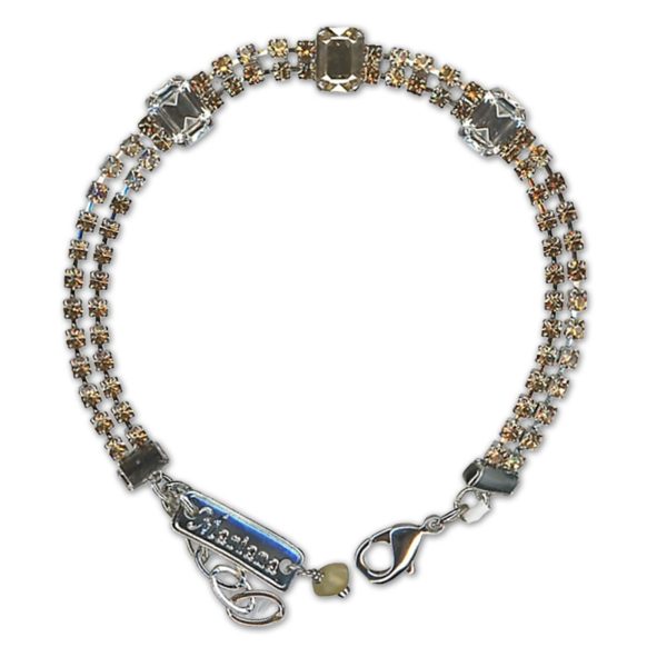 Bracelet by Mariana Woman Luxurious Golden and Clear Swarovski Crystals