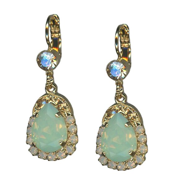 Earrings by Mariana Woman Dangling Golden and Opal Swarovski Crystals