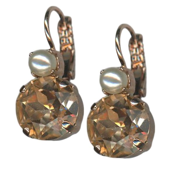Earrings by Mariana Woman Elegant Champagne and Pearl Swarovski Crystals