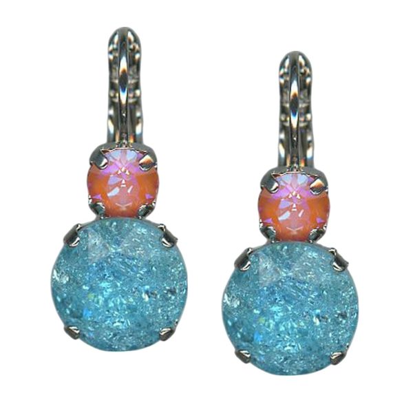 Earrings by Mariana Woman Alluring Aquamarine and Mandarin Swarovski Crystals