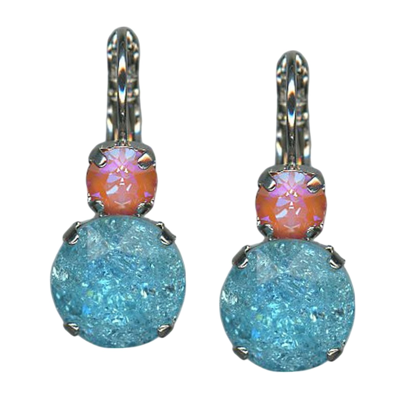 E-1037R-30-50030-RO6 (1) Earrings by Mariana Woman Alluring Aquamarine and Mandarin Swarovski Crystals - Image 1