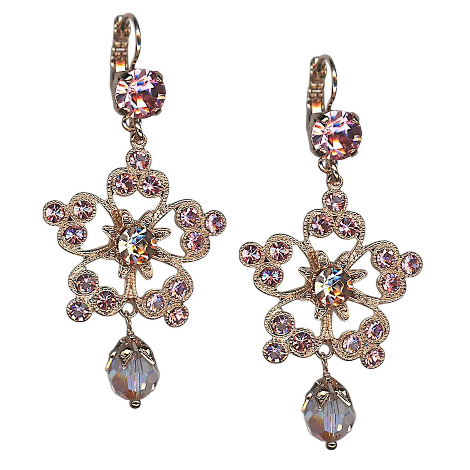 E-1047-1-223319-RG6 (1) Earrings by Mariana Woman Beautiful Rose Swarovski Crystals - Image 1