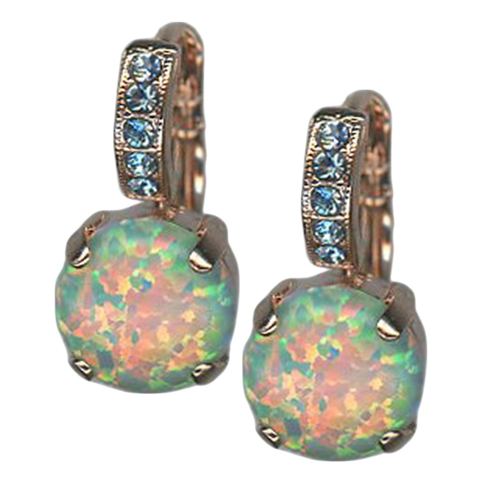 E-1062-1SO-M8202-RG6 (3) Earrings by Mariana Woman Charming Opal Mineral and Aquamarine Swarovski Crystals - Image 1