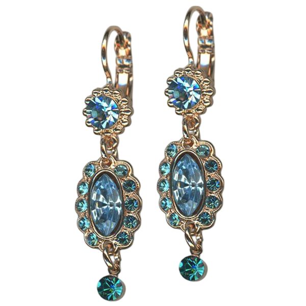 Earrings by Mariana Woman Dangling Aquamarine Swarovski Crystals