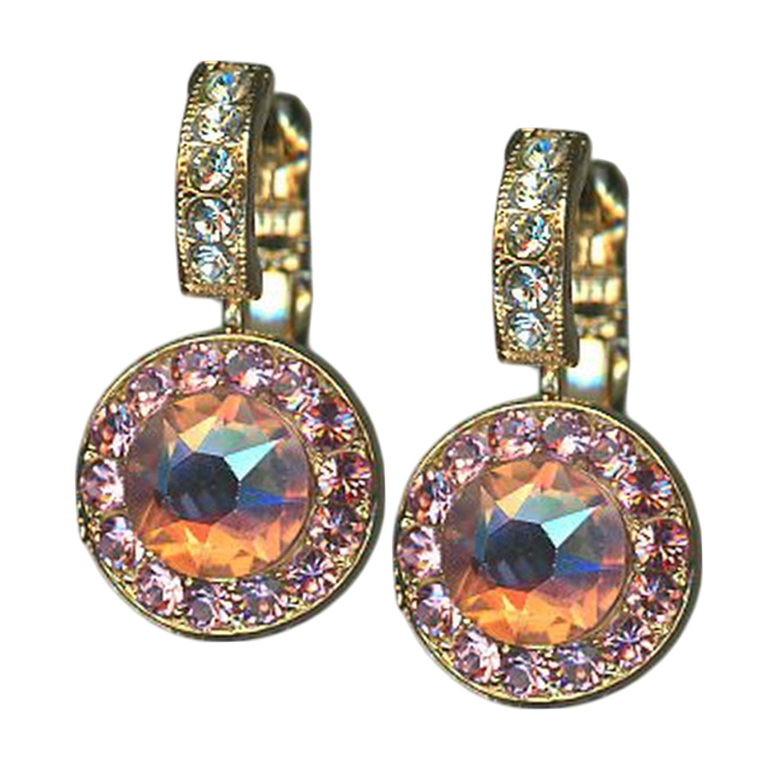 E-1129-1-5003-YG6 (1) Earrings by Mariana Woman Beautiful Rose and Turquoise Swarovski Crystals - Image 1