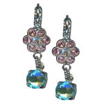 Earrings by Mariana Woman Dangling Rose and Chrysolite Swarovski Crystals