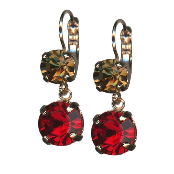 Earrings by Mariana Woman Stunning Red and Topaz Swarovski Crystals