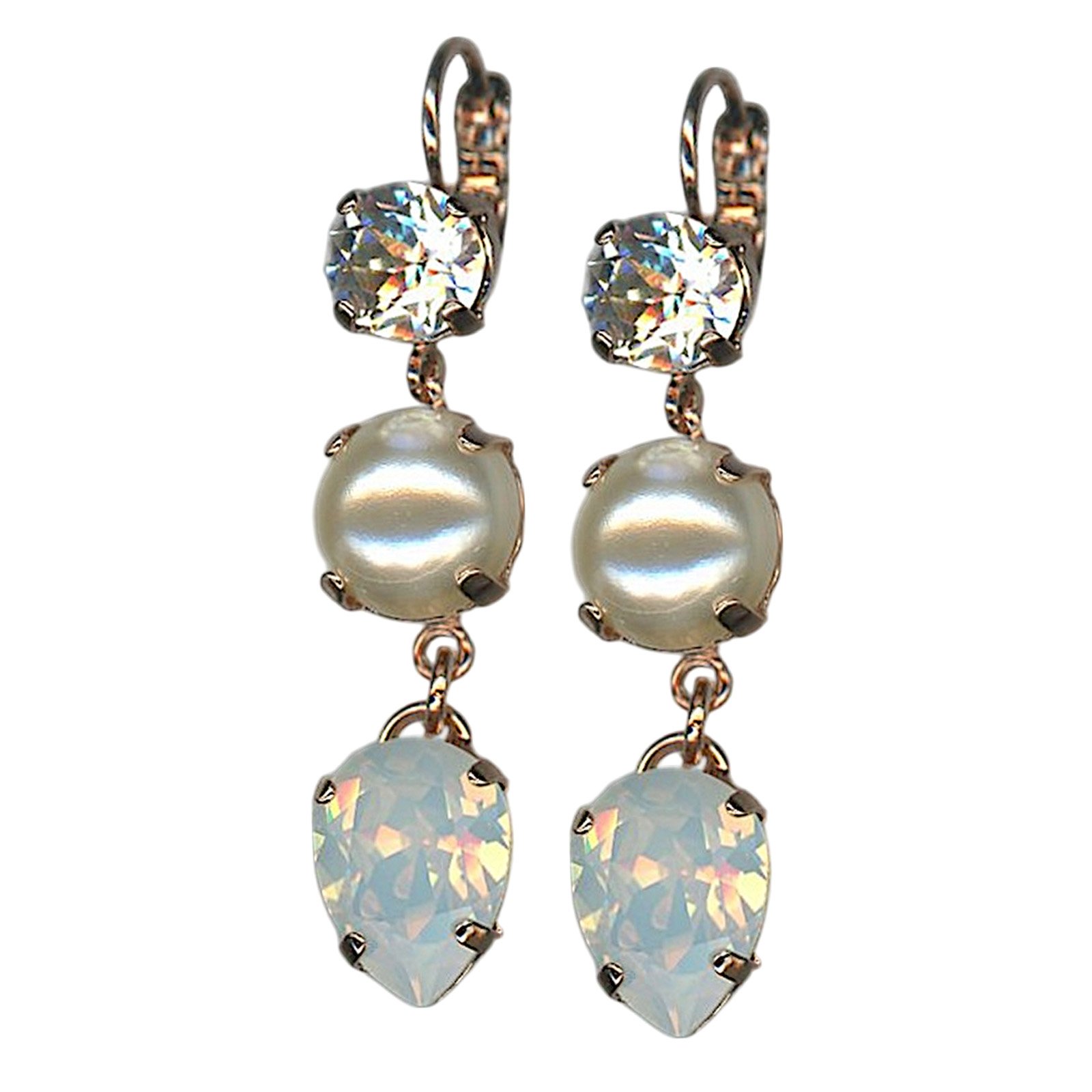E-1440-3-2340-RG6 (3) Earrings by Mariana Woman Timeless Pearl and Clear Swarovski Crystals - Image 1