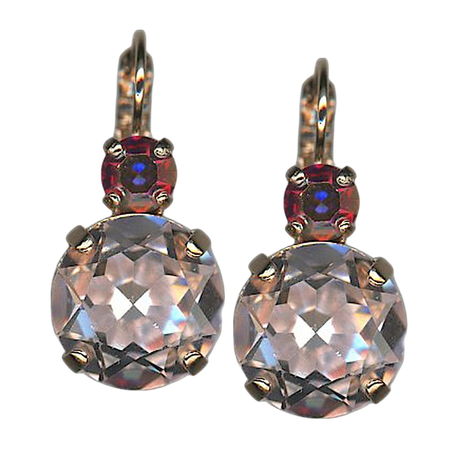 E-1506-30-5011-RG6 (1) Earrings by Mariana Woman Elegant Rose and Siam Swarovski Crystals - Image 1