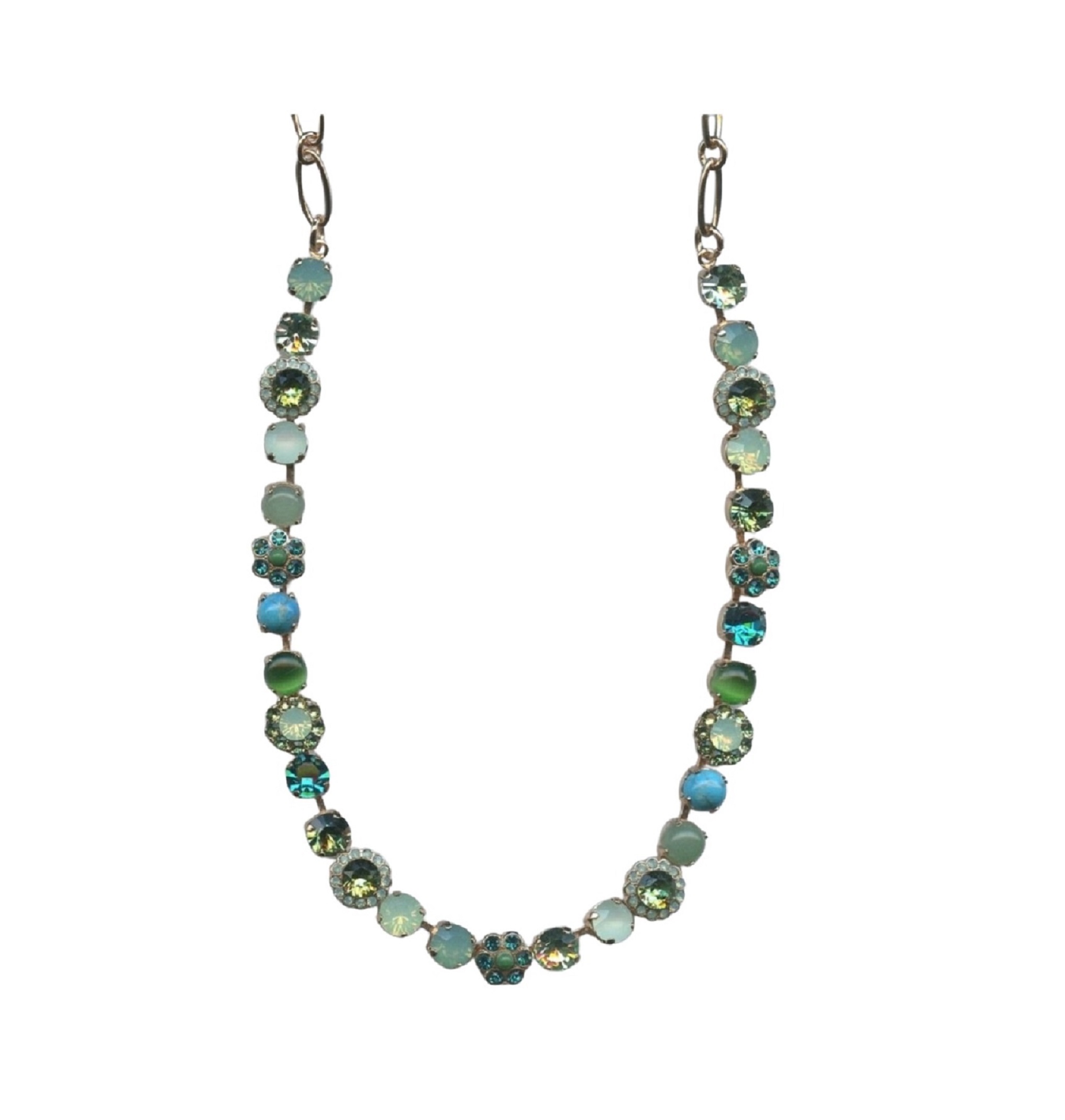 N-3173-4-M1076-RG Necklace By Mariana Woman Stylish Malachite Mineral and Opal Swarovski Crystals - Image 1