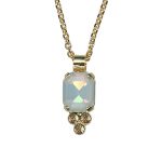 Necklace Pendant by Mariana Woman Timeless Opal and Golden Swarovski Crystals