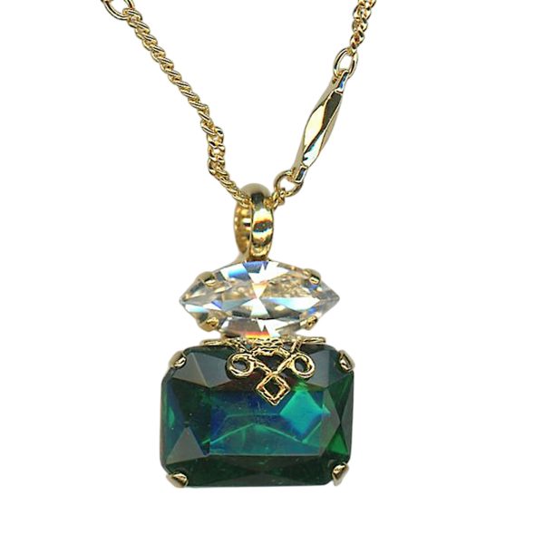 Necklace Pendant by Mariana Woman Elegant Emerald and Clear Swarovski Crystals