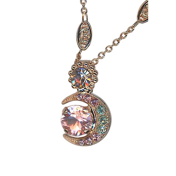 Necklace Pendant by Mariana Woman Crescent Rose and Chrysolite Swarovski Crystals