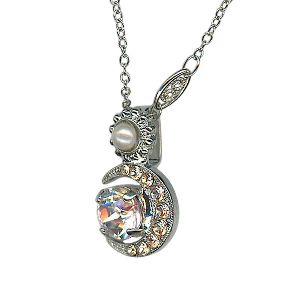Necklace Pendant by Mariana Woman Gorgeous Pearl and Moonlight Swarovski Crystals