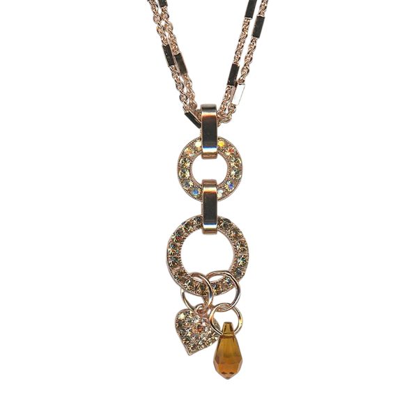 Necklace Pendant by Mariana Woman Glamorous Golden and Topaz Swarovski Crystals