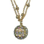 Necklace Pendant Round Encrusted Clear and AB Swarovski Crystals