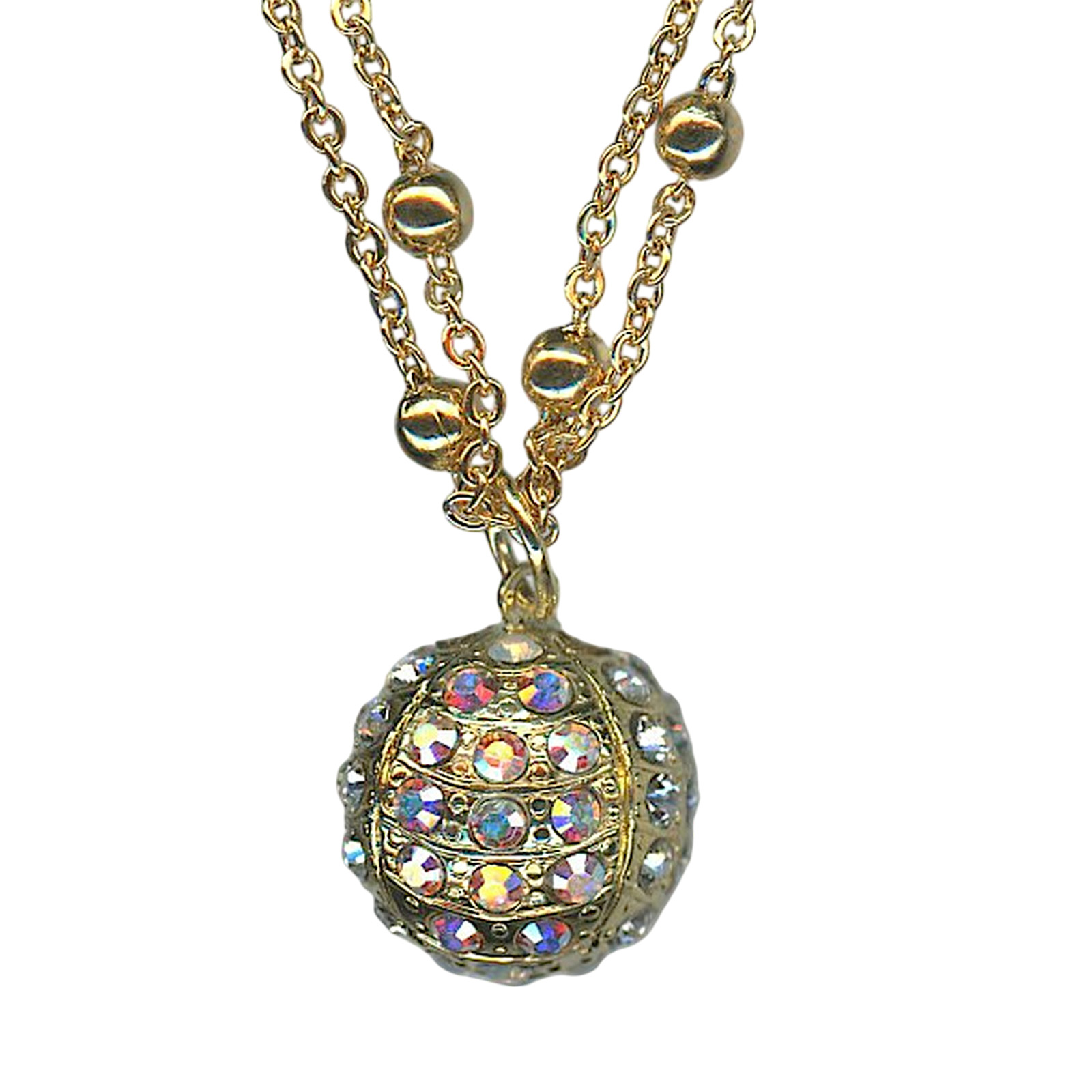 N-5076-2-001-YG (1) Necklace Pendant Round Encrusted Clear and AB Swarovski Crystals - Image 1