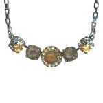 Necklace Pendant by Mariana Woman Luxurious Jasper Mineral and Golden Swarovski Crystals