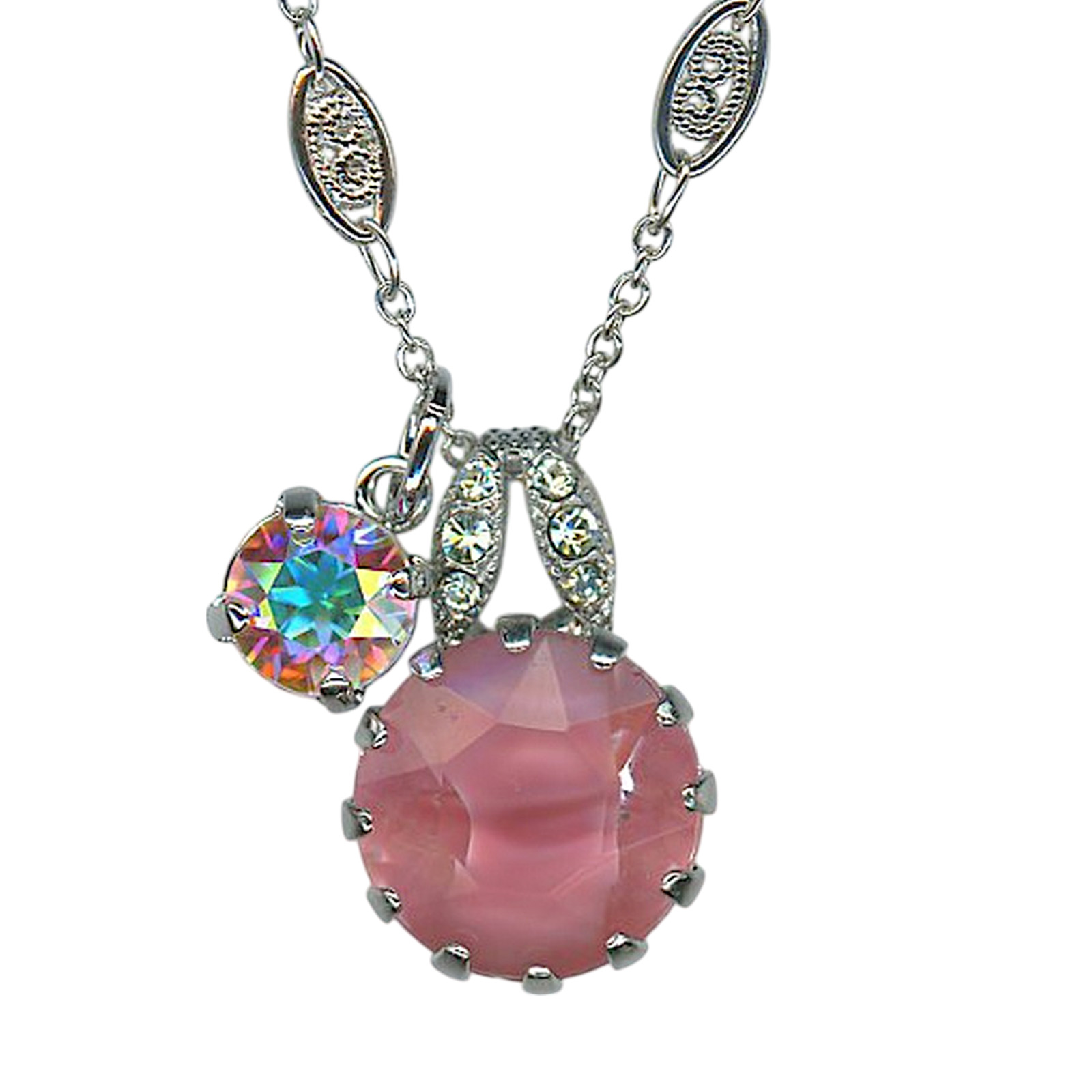 N-5133-2-212366-RO (1) Necklace Pendant by Mariana Woman Lovely Duo Rose and AB Swarovski Crystals - Image 1