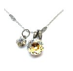 Necklace Pendant By Mariana Woman Duo Golden Shadow Swarovski Crystals-SP