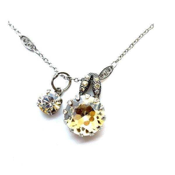 Necklace Pendant By Mariana Woman Duo Golden Shadow Swarovski Crystals-SP