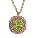 Necklace Pendant by Mariana Woman Beautiful Rose and Lime Swarovski Crystals