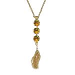 Necklace Pendant by Mariana Woman Tassel Topaz Swarovski Crystals