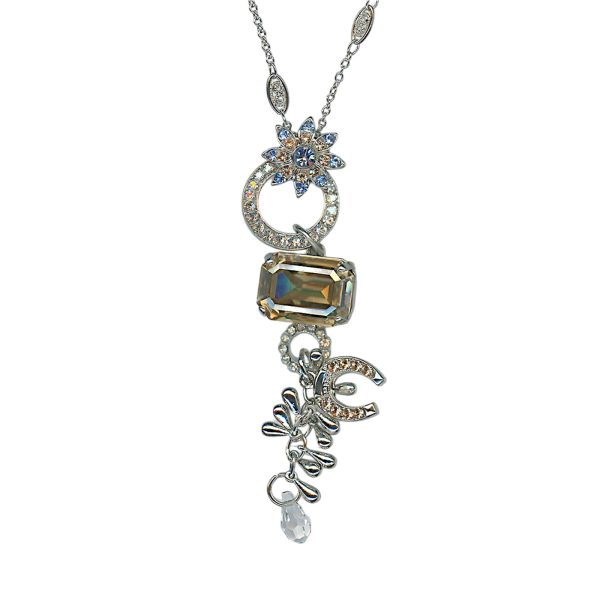 Necklace Pendant by Mariana Woman Sophisticated Golden and Moonlight Swarovski Crystals
