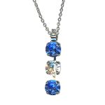 Necklace Pendant by Mariana Woman Triple Tier Sapphire and Clear Swarovski Crystals