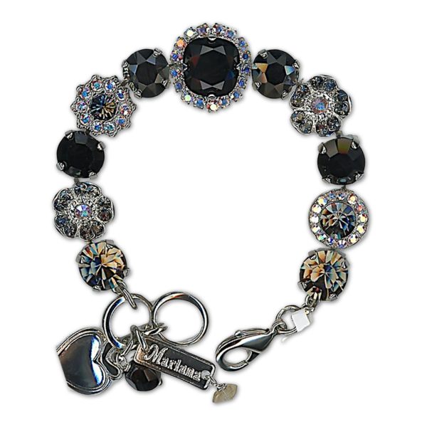 Bracelet by Mariana Woman Elegant Black Diamond and AB Swarovski Crystals