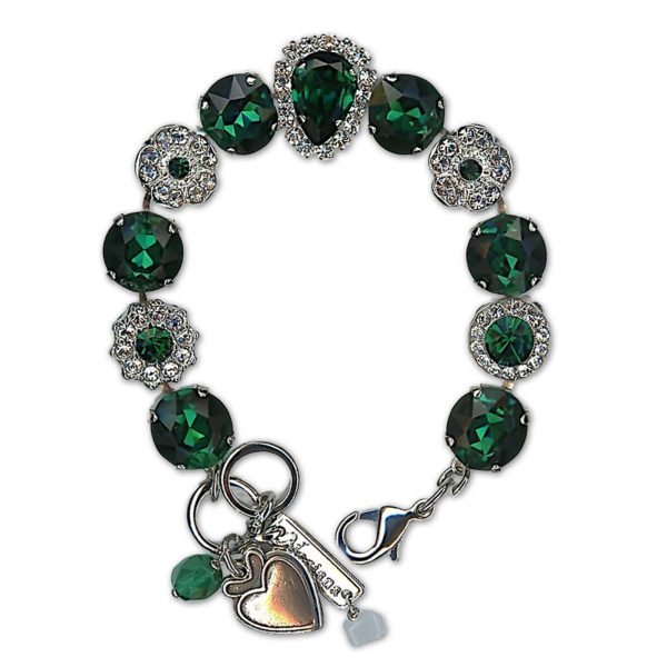 Bracelet by Mariana Woman Luxurious Emerald and Clear Swarovski Crystals
