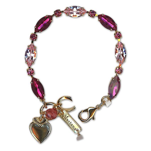 Bracelet by Mariana Woman Sophisticated Fuchsia and Rose Swarovski Crystals
