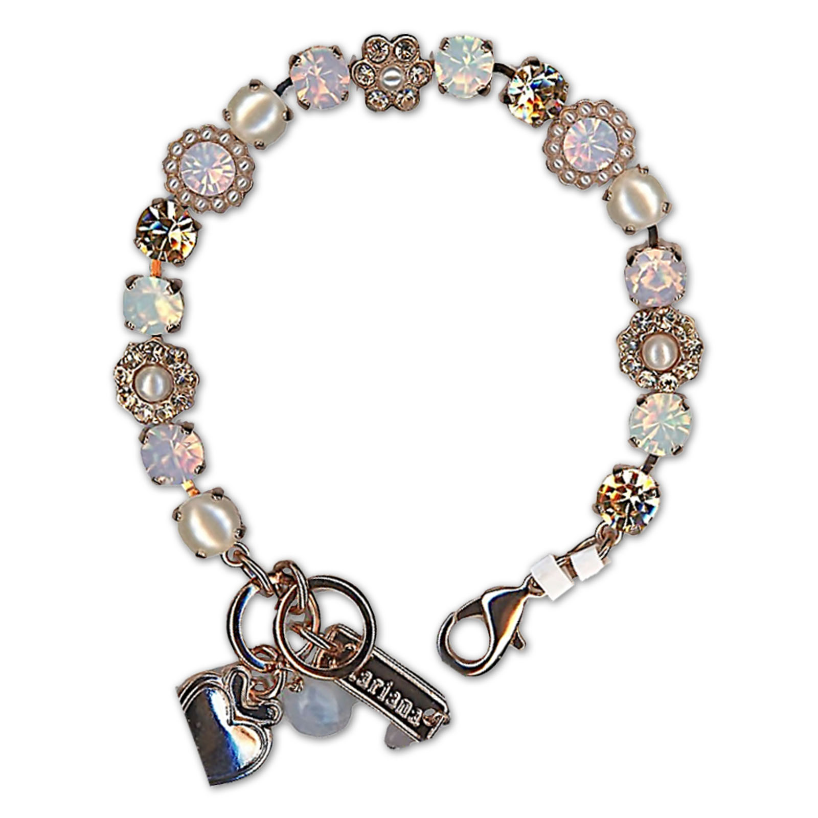 B-4173-3-2333P-RG (1) Bracelet by Mariana Woman Classy Pearl and Opal Swarovski Crystals - Image 1
