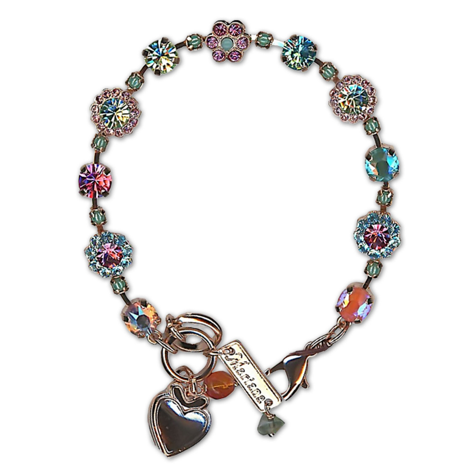 B-4173-30-5003-RG (2) Bracelet by Mariana Woman Opulent Rose and Turquoise Swarovski Crystals - Image 1