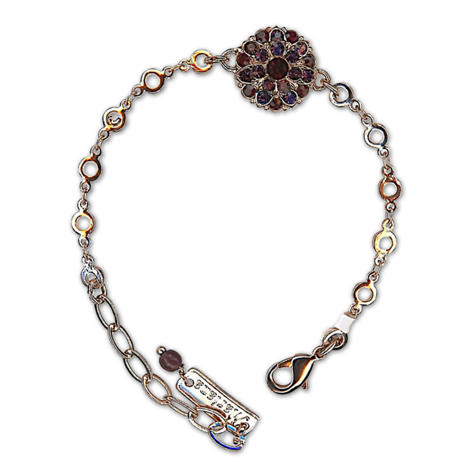 B-4212-2-241204-RG (1) Bracelet by Mariana Woman Floral Garnet and Amethyst Swarovski Crystals - Image 1