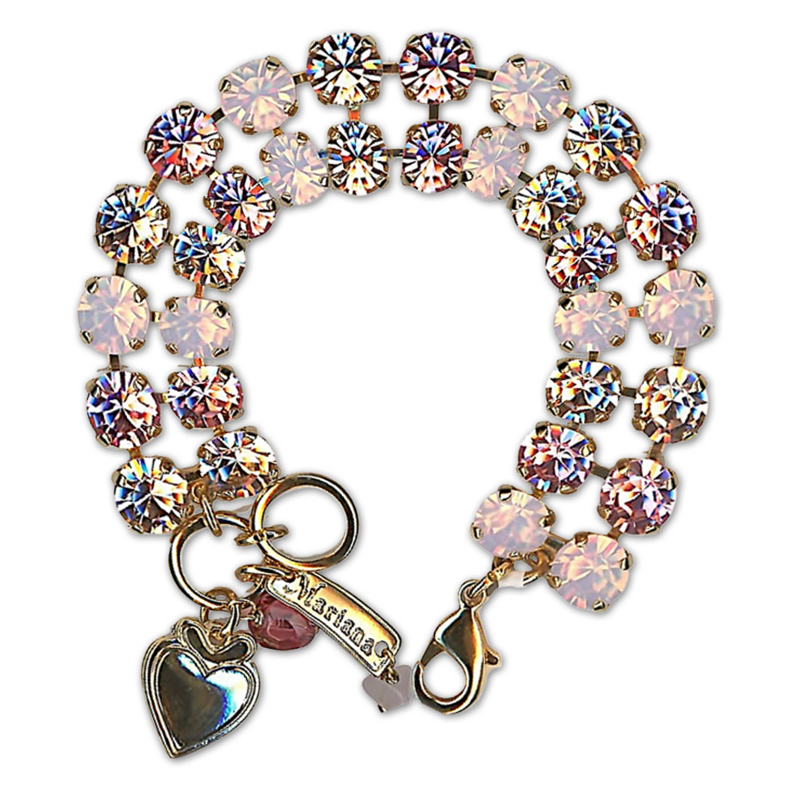 B-4222-11293-YG (3) Bracelet by Mariana Woman Two Tier Rose Swarovski Crystals - Image 1