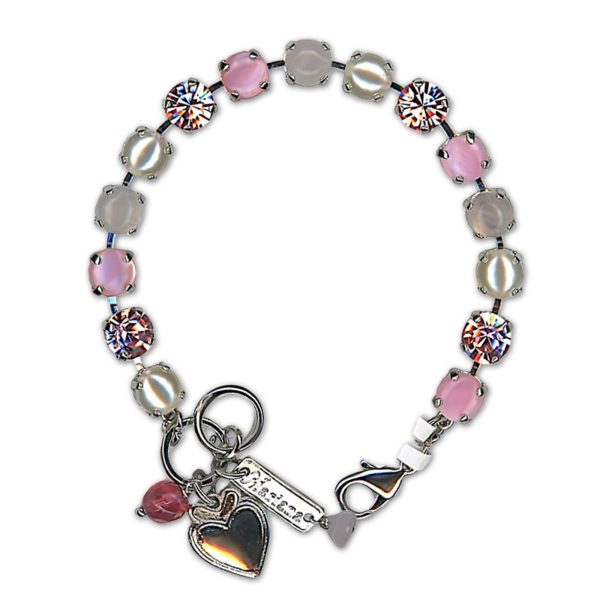 Bracelet by Mariana Woman Lovely Pink Quartz Mineral and Pearl Swarovski Crystals