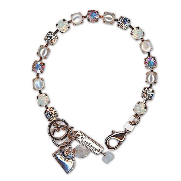 Bracelet by Mariana Woman Chic White Shell Mineral and AB Swarovski Crystals
