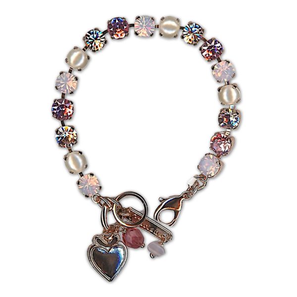 Bracelet by Mariana Woman Lovely Pearl and Rose Swarovski Crystals
