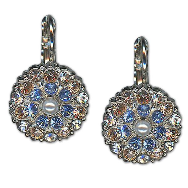 Earrings by Mariana Woman Sophisticated Sapphire and Pearl Swarovski Crystals