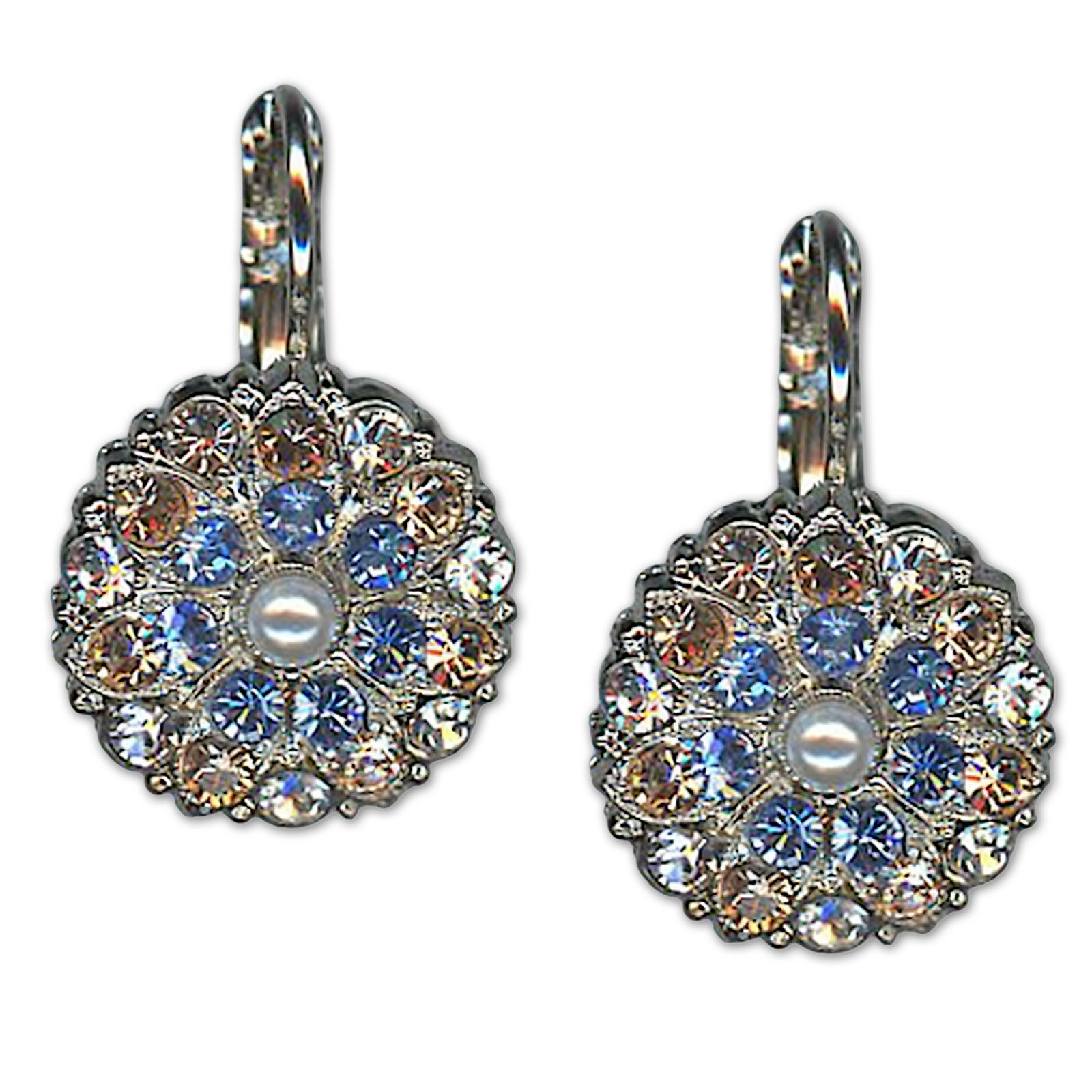 E-1029-50050-RO6 (3) Earrings by Mariana Woman Sophisticated Sapphire and Pearl Swarovski Crystals - Image 1