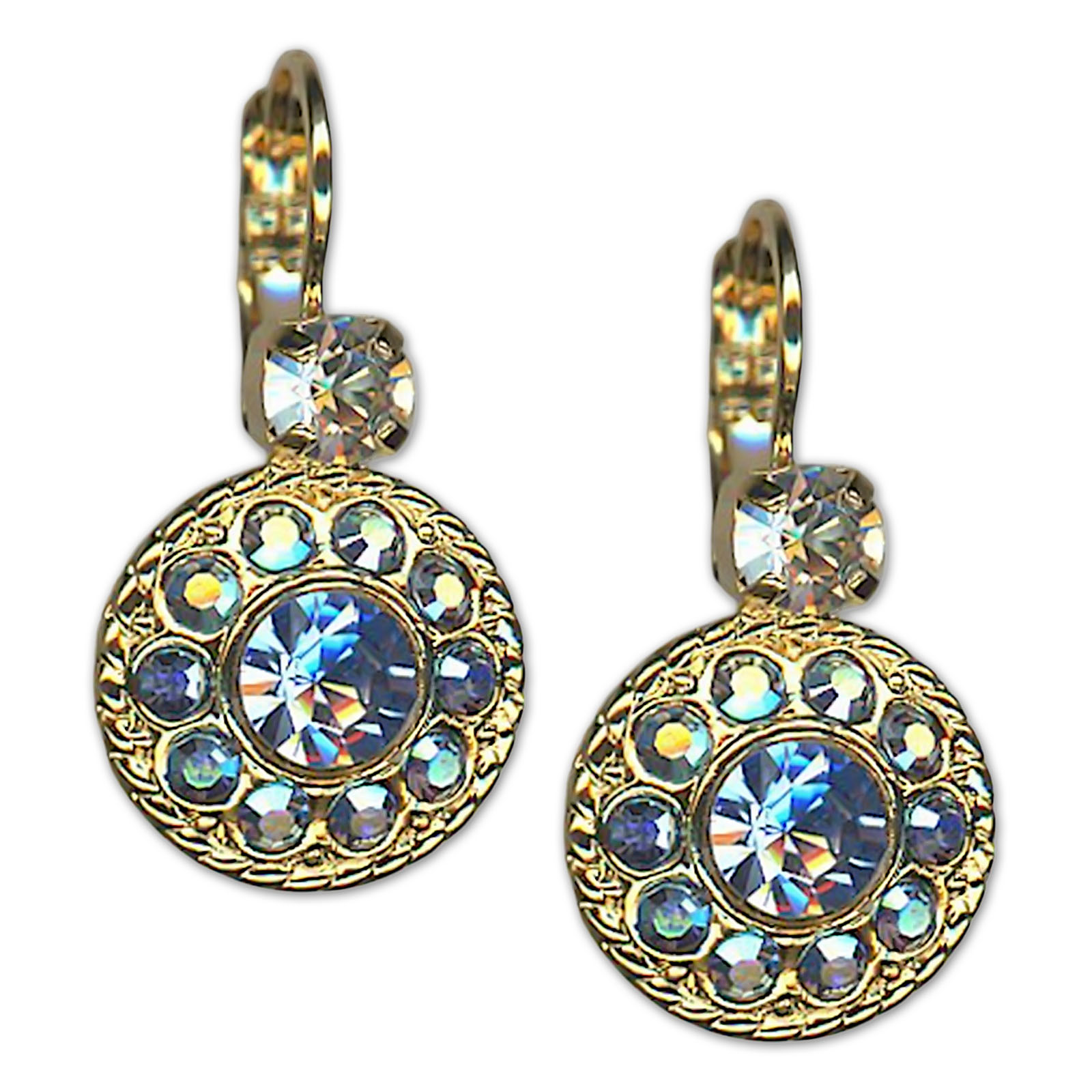 E-1048-2-5002-YG6 (1) Earrings by Mariana Woman Precious Clear and Sapphire Swarovski Crystals - Image 1