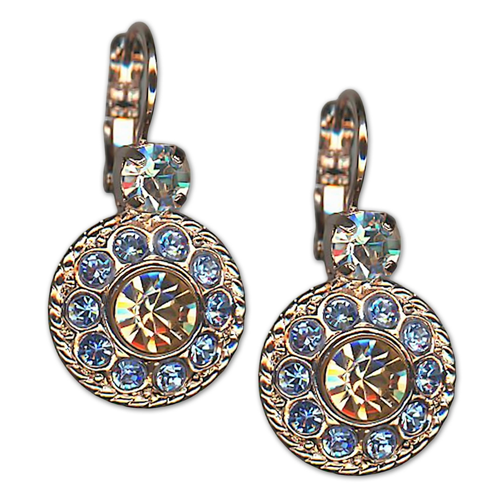 E-1048-2-5005-RG6 (1) Earrings by Mariana Woman Adorable Peach and Sapphire Swarovski Crystals - Image 1